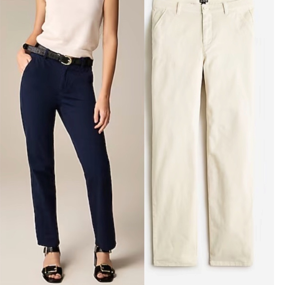 J. Crew Petite Kate Straight Leg Chino Pant Natural Size 0